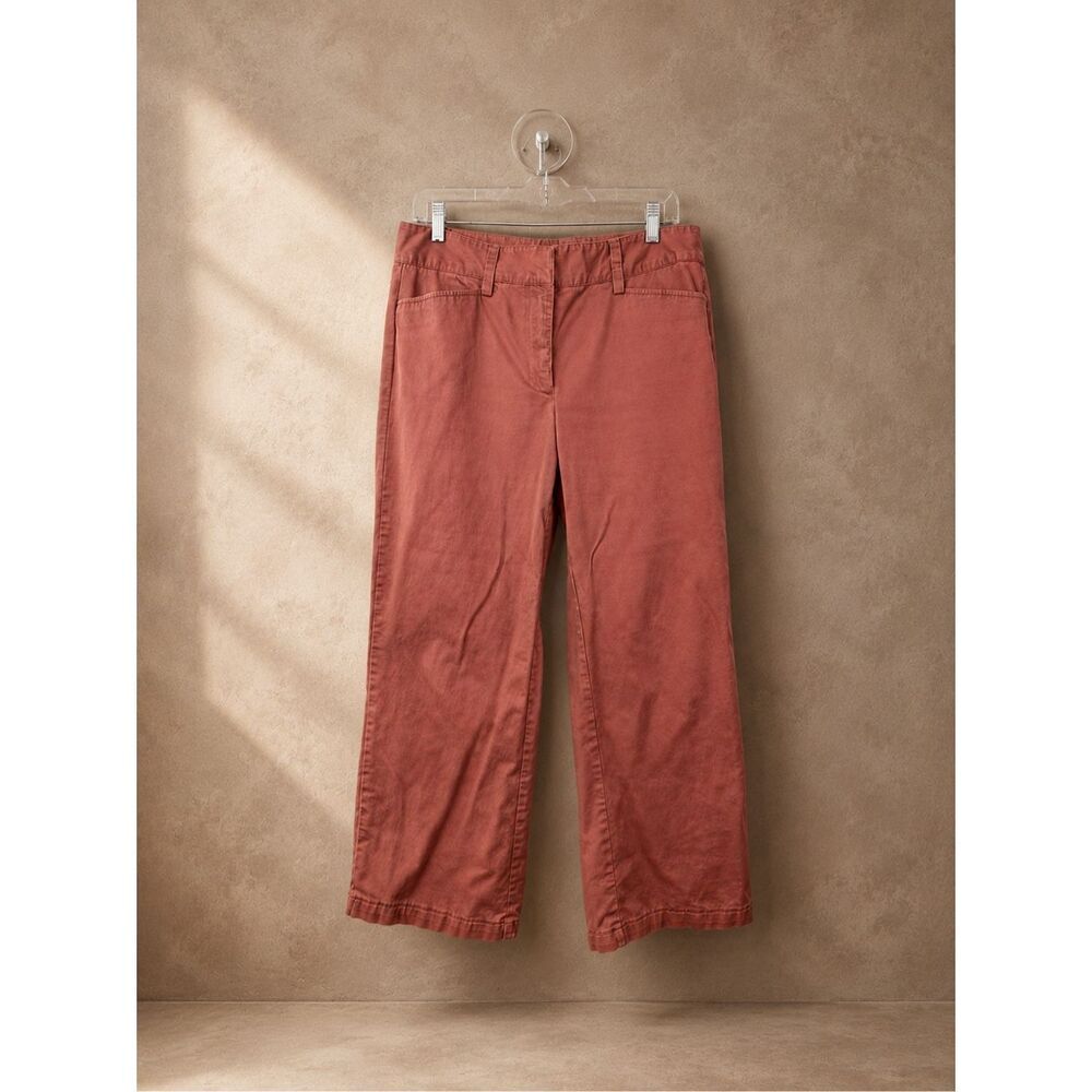 Lands’ End Size 10 Wide Leg Capri Pants Mid Rise Dusty Rose Cotton Stretch Casua